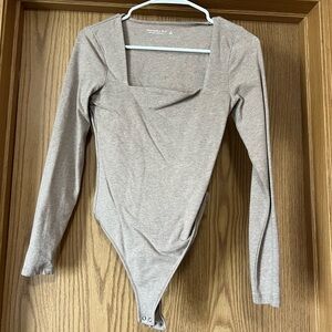 Abercrombie & Fitch Beige Long Sleeve Bodysuit